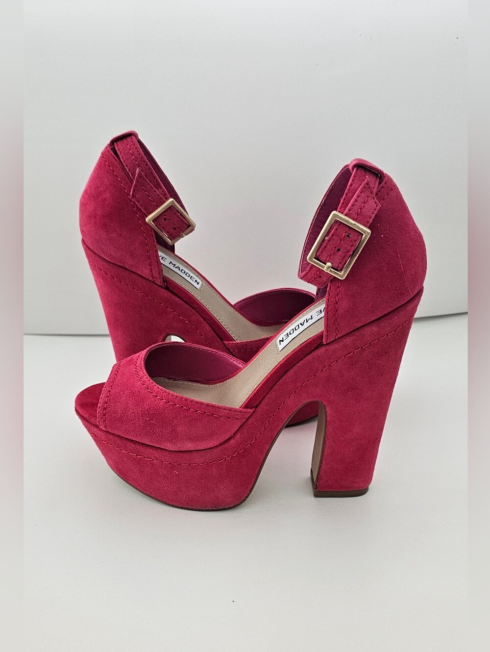 Steve Madden Grettta Hot Pink Chunky platform Heel Sandals Y2k 6